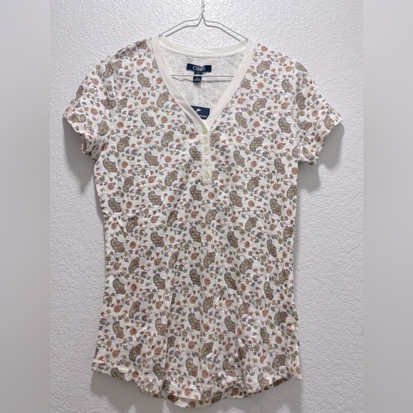 Floral Print Cotton Henley - Picture 2 of 3